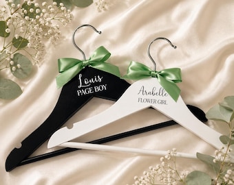 Personalised Children's Wooden Hanger, Flower Girl Wedding Hanger, Page Boy Hanger, Christening Hanger, Wedding Keepsake, Hanger With Bow