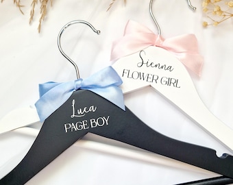 Personalised Children's Wooden Hanger, Flower Girl Wedding Hanger, Page Boy Hanger, Christening Hanger, Wedding Keepsake, Hanger With Bow