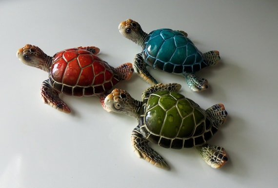 Sea Turtle Figurine Blue, Turtle Magnet - Etsy 日本