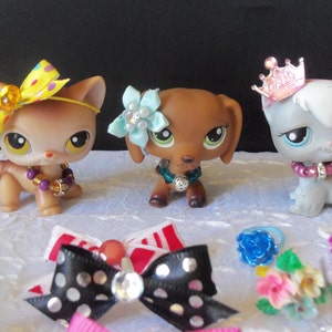 Littlest Pet Shop LPS RANDOM Lot of 15 Custom Bow Necklace & Earrings No Pets, LPS image 2