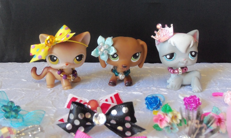 Littlest Pet Shop LPS RANDOM Lot of 15 Custom Bow Necklace & Earrings No Pets, LPS image 2