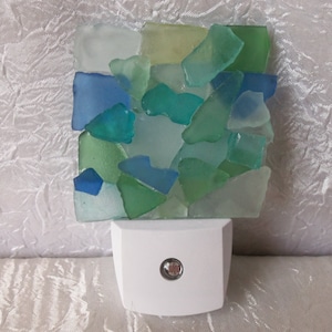 Sea Glass Night Light, Night Light, Nightlight, Sea glass, Coastal, Nautical, Beach, Dusk to Dawn