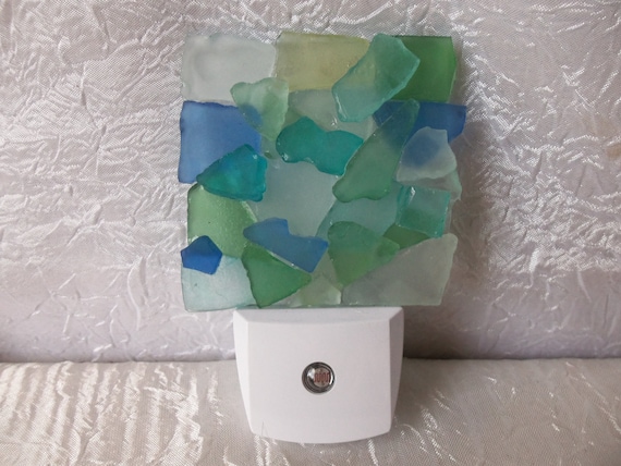 Night Lights, Sea Glass Night Light, Nightlight, Sea glass, Coastal, Nautical, Beach, Dusk to Dawn, Night Light