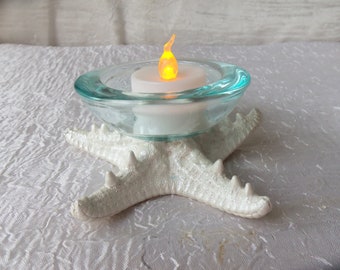 Starfish Candle Holder with Blue Glass Insert, Nautical, Sea, Ocean Decor,  Votive Candle Holder, Candles B/O, Starfish. Blue Votive