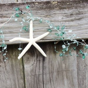Starfish Beaded Garland, Blue Mist, Lighted Nautical Garland, Beaded Starfish Garland, Beach Wedding Garland, Beach Decor