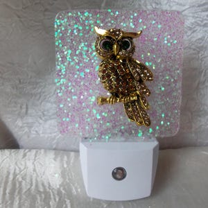 Night Light, Owl Night Light, Nightlight, Owl, Rhinestone Owl, Dusk til Dawn, LED Night Light