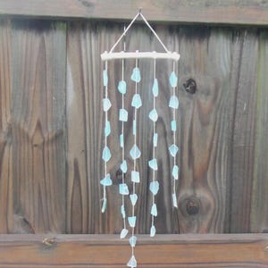 Seaglass Mobile, Sea Glass Mobile, Driftwood Mobile, House Warming Gift, Blue Sea Glass
