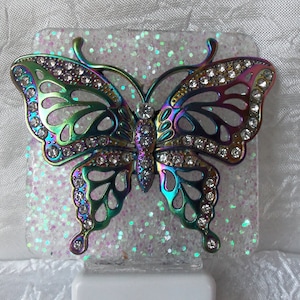 Veilleuse papillon strass, Veilleuse papillon, Veilleuse, Papillon, Papillon multicolore, Veilleuse du crépuscule jusqu&#39;à l&#39;aube, LED