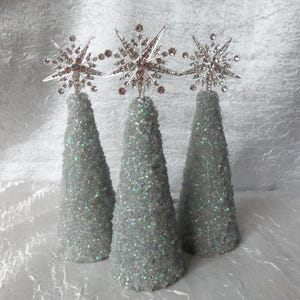 Beaded Christmas Tree, LED Lights, Iridescent Tree , 9&quot; Tree, Christmas Tree with Lights, Silver Topper, Christmas Tree, Lighted Tree