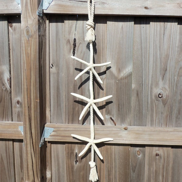 Natural Starfish Door Wall Hanger, Large 36" Long, Nautical, Coastal, Finger Starfish, Rope, Beach Decor #2