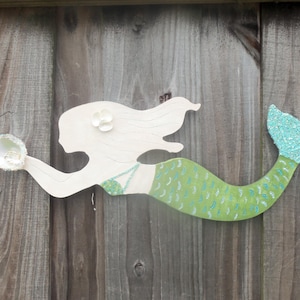 Zeemeermin, zeemeermin muurdecoratie, zeemeerminkunst, geschilderde zeemeermin, rustieke zeemeermin, houten zeemeermin, hangende zeemeermin, zwemmende zeemeermin