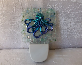 Octopus Night Light, Night Light, Nightlight, Blue Purple Octopus, Dusk til Dawn Night Light, Octopus Light