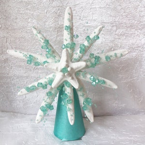 Starfish Tree Topper, Teal Sprays, Coastal, Nautical, Beach, Tropical, Table Decoration, Tree Topper, Christmas Tree Topper, Starfish
