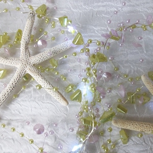 Kralenslinger met zeester, verlichte slinger, bruiloftsslinger, stranddecor, zeesterrenslinger, pastelkleuren, kralenslinger, slinger
