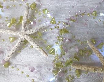 Starfish Beaded Garland, Lighted Garland, Wedding Garland, Beach Decor, Starfish Garland, Pastel Colors, Beaded Garland, Garland