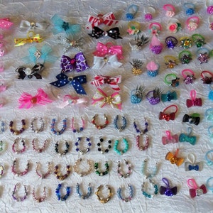Littlest Pet Shop LPS  RANDOM Lot of 15 Custom  Bow Necklace & Earrings No Pets, LPS