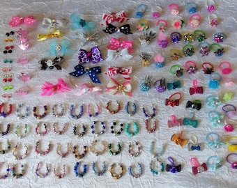 Littlest Pet Shop LPS  RANDOM Lot of 15 Custom  Bow Necklace & Earrings No Pets, LPS