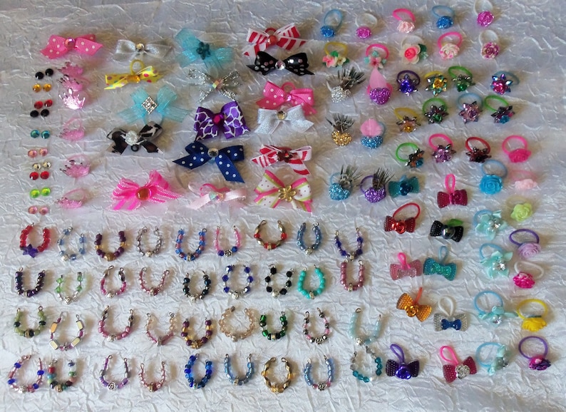 Littlest Pet Shop LPS RANDOM Lot of 15 Custom Bow Necklace & Earrings No Pets, LPS image 1