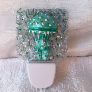 Jellyfish Night Light, Nightlights, Ocean, Nautical, Gift, 3D Jellyfish, Hand made Clay Jellyfish, Dusk til Dawn Night Light, LED Light