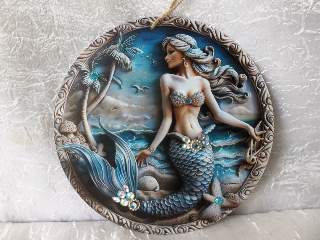 Mermaid, Metal Mermaid Wall Decor, Mermaid Metal, Mermaid Rhinestones ...