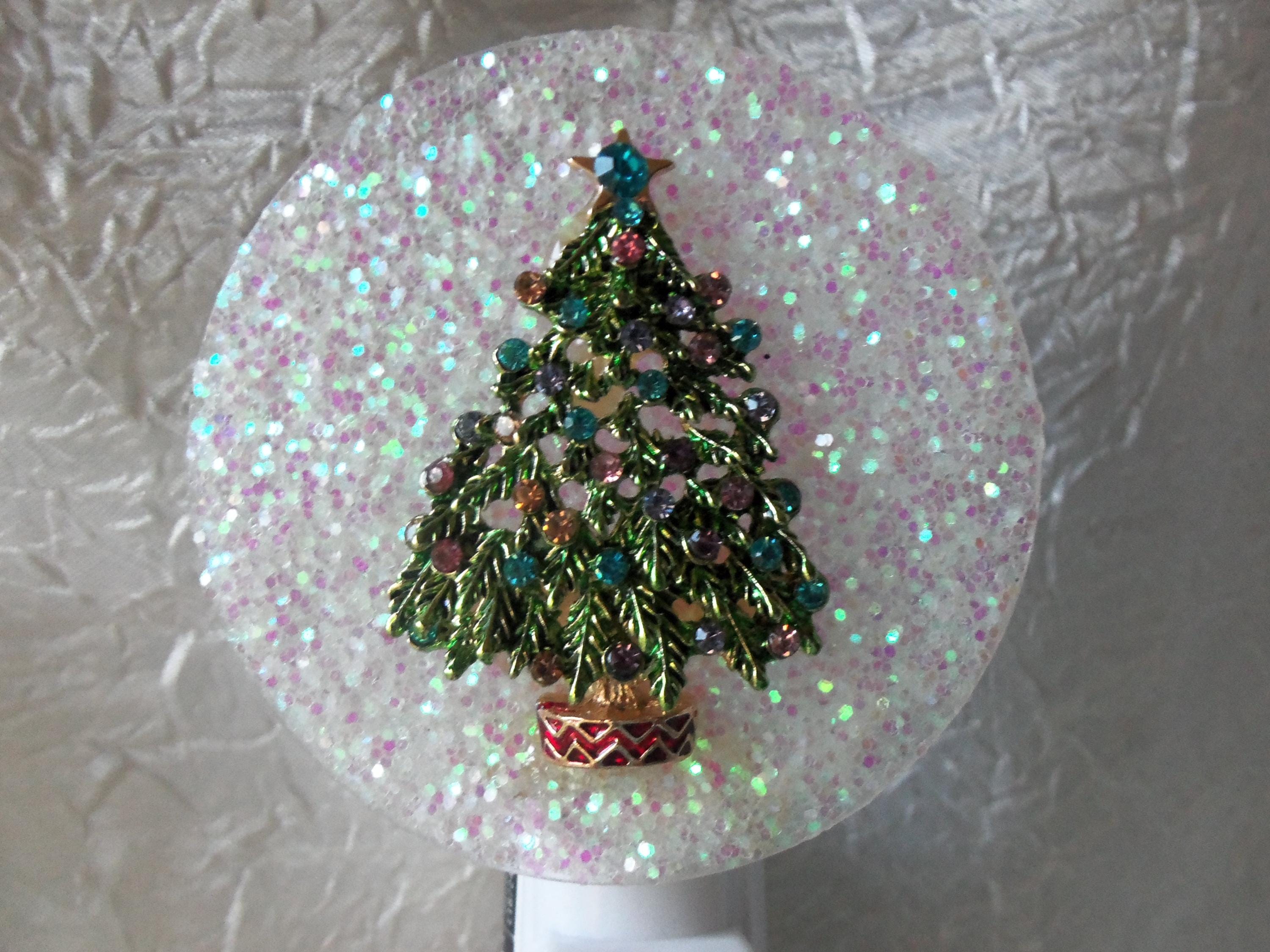 Rhinestone Christmas Tree Night Light, Nightlight, Christmas Night Light, On and Off Switch Night Light, Rhinestone Tree,