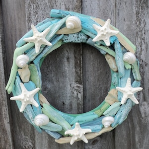 Driftwood Wreath, 12&quot; Wreath, Nautical, Beach, Starfish, Wreath, Driftwood, Turbo Shells, Knobby Starfish, Coastal Wreath