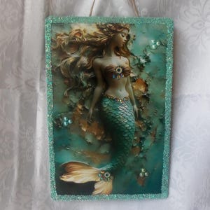 Muurdecoratie zeemeermin, metaal zeemeermin, zeemeerminsteentjes, housewarming cadeau, decoratieve zeemeermin, niet 3D, bord zeemeermin