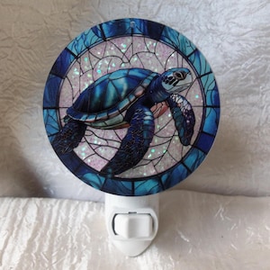 Turtle Night Light, Acrylic Nightlights, Turtle, Night Lights, Coastal, Nautical, On and Off Switch, Blue Turtle
