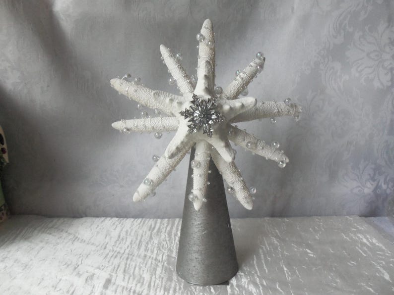 Starfish Tree Topper, Iridescent Pearl Sprays, Snowflake Rhinestone ...