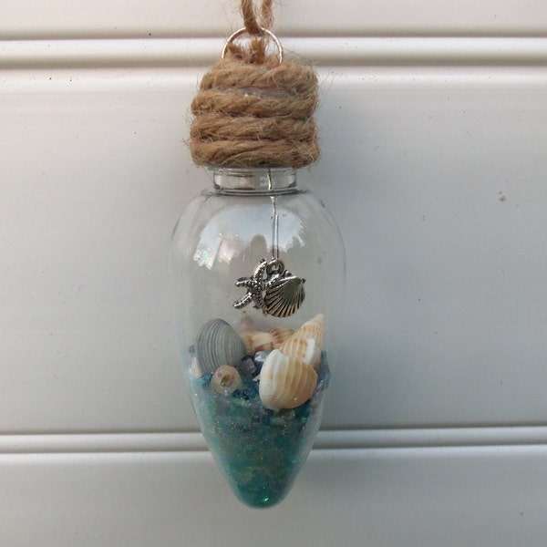 Set of 2 Nautical Ornament, Shell Ornament, Light-bulb Ornament, Light Bulb Ornament, Coastal, Beach, Nautical Ornament, Christmas Ornament