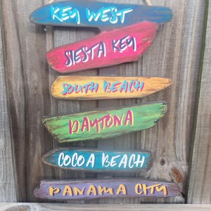 Letrero de playa, letrero direccional, letrero de flecha, letrero de pueblo, letrero de ciudad, decoración de pared, letrero de Florida
