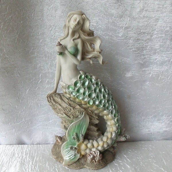 Mermaid, Mermaid Sitting on Rock, Mermaid with Scales, Mermaid Decoration, Beautiful Mermaid Decor