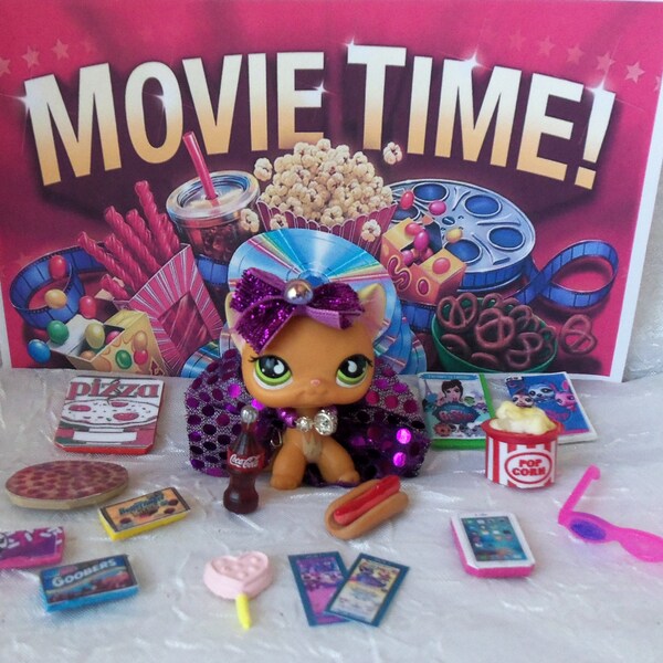 Littlest Pet Shop LPS Accessories Lot of 16 Custom MOVIES Skirt Neck Popcorn