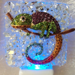 Chamäleon Strass Nachtlicht, Strass Chamäleon, Strass Nachtlicht, Chamäleon Nachtlicht, Abenddämmerung bis zum Morgengrauen Licht, LED