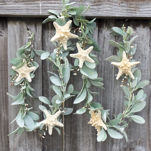 Starfish Garland, Lambs Ear Garland, Wedding Garland, Beach Decor,  Pip Beads, Natural Starfish,