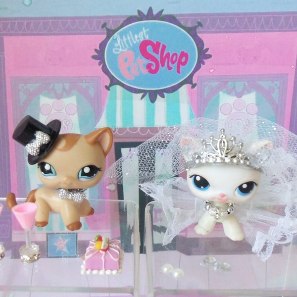 Littlest Pet Shop LPS Lot of 9 Wedding Set BRIDE & GROOM Custom Accessories No Pets