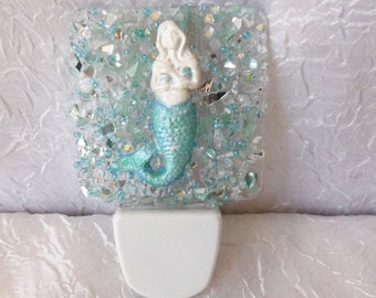 Mermaid Night Light, Night Light, Nightlight, Clay Mermaid