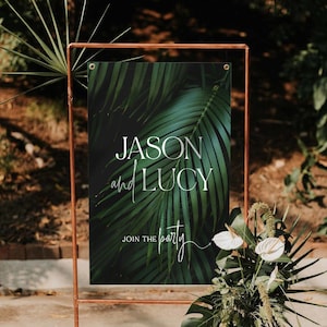 Tropical Palm Welcome Sign Template - Printable Wedding Sign for Wedding or Event