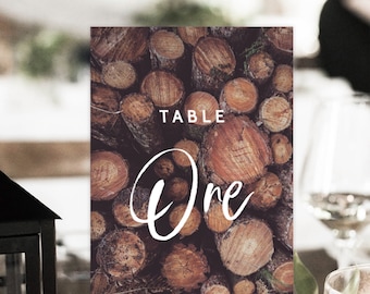 Rustic Wedding Table Numbers, Printable Table Numbers Template