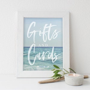 Beach Wedding Sign, Gifts and Cards Sign Template, Printable Cards Sign, Gifts Sign Template image 1