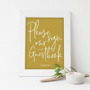 Wedding Sign, Wedding Guestbook Sign Template, Guestbook Sign, Printable Guestbook Sign, Mustard Guestbook Sign, Mustard Wedding Sign
