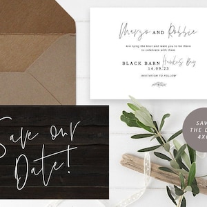 Black Wedding Save The Date, Rustic Wedding Save the Date Template, Printable Wedding Save the Date