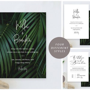Palm Tree Wedding Invitation, Tropical Wedding Invitation, Tropical Wedding Invite, Destination Island Wedding, Beach Wedding Invitation