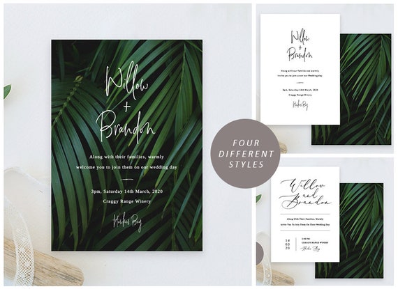 Palm Tree Wedding Invitation Tropical Wedding Invitation Etsy