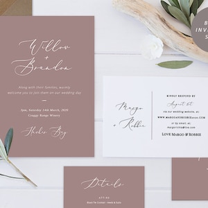 Blush Pink Wedding Invitation Template, Dusty Rose Wedding Invitation Set, Blush Wedding Template