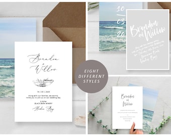 Wedding Invitations, Wedding Invitation Template, Printable Wedding Invitation, Wedding Template, Beach Wedding Invitation, Beach Invite