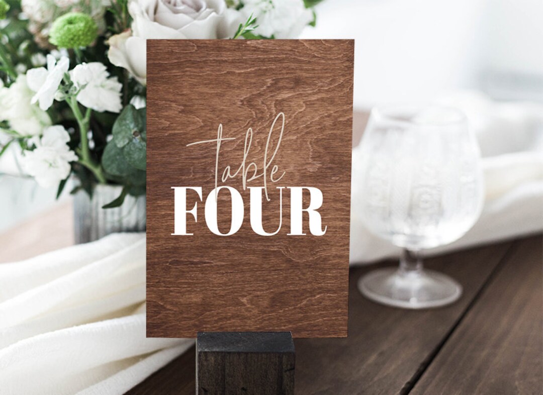 Rectangular Wood Table Number Modern Wood Table Numbers, Printable Table Numbers, Wedding Table ...