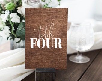 Modern Wood Table Numbers, Printable Table Numbers, Wedding Table Numbers Template