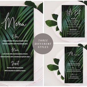 Tropical Wedding Menu, Tropical Menu Template, Printable Wedding Menu