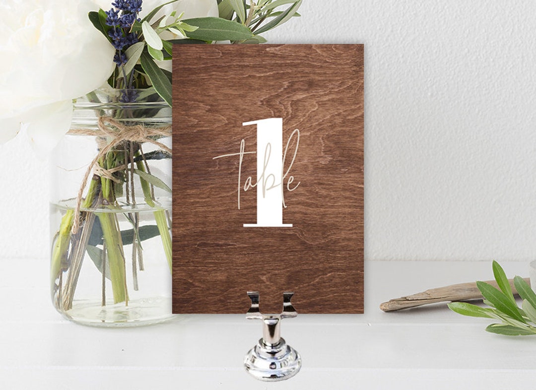 Rectangular Wood Table Number Wood Table Numbers Template, Printable Table Numbers, Modern Rustic ...